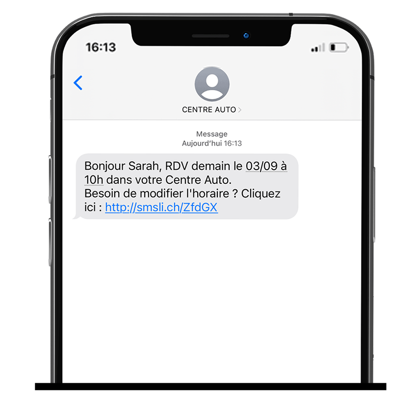 Exemple de SMS automatique de rappel de rendez-vous