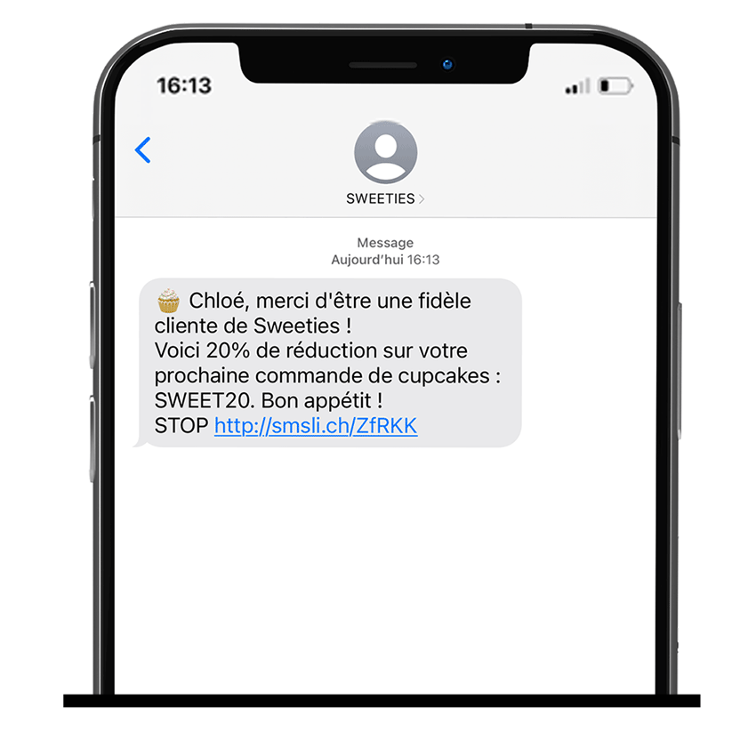 Exemple de SMS automatique pour récompenser un client