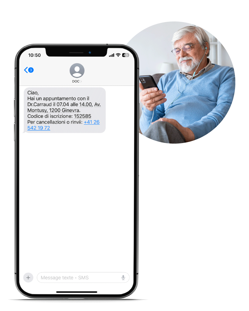 Esempio di messaggio inviato tramite il servizio di promemoria per appuntamenti via SMS di SMSup.