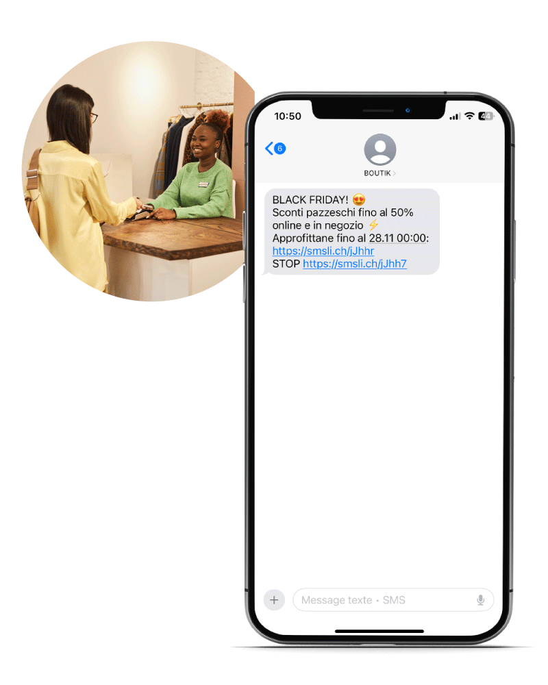 Esempio di messaggio inviato con il servizio di SMS marketing di SMSup