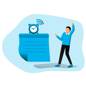 Illustration eines Mannes, der eine automatische Erinnerungsbenachrichtigung erhält